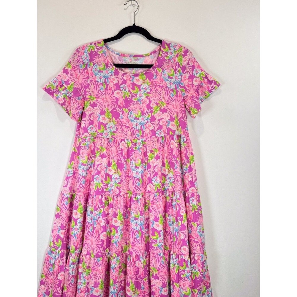 Lilly Pulitzer Mini Dress Pink Jodee Amethyst Moms The Word Tiered Swing Small - Picture 9 of 11